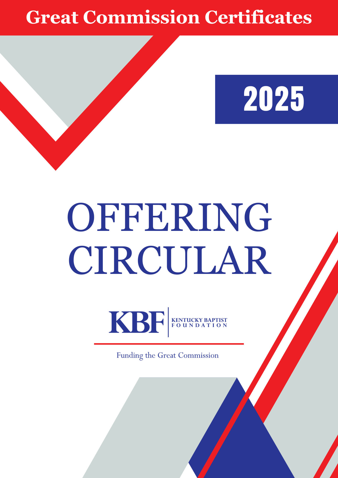 2025 KBF Offering Circular - Great Commission Certificates